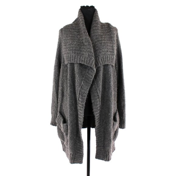 Vince Charcoal Gray Open Front Baby Alpaca Wool Blend Cardigan M Knit Sweater - Picture 1 of 7